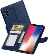 Hoesje Geschikt voor iPhone X - Portemonnee hoesje booktype wallet case Donkerblauw