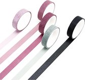 Knutselen |Washi Tape Burgundy Gray 5 Rolletjes | Masking Tape Paars Grijs