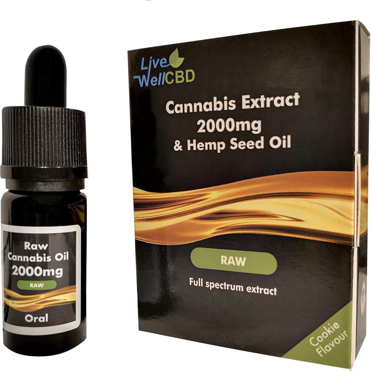 Livewell Full Spectrum CBD Olie RAW 20 (2000mg) 10ml. Goed