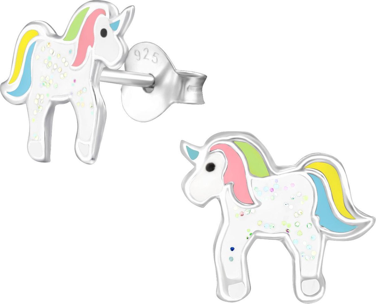 Amanto Kids Oorbellen Choukri - 925 Zilver E-Coating - Paardje - ∅10mm