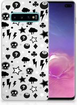 Geschikt voor Samsung Galaxy S10 Plus Uniek TPU Hoesje Silver Punk