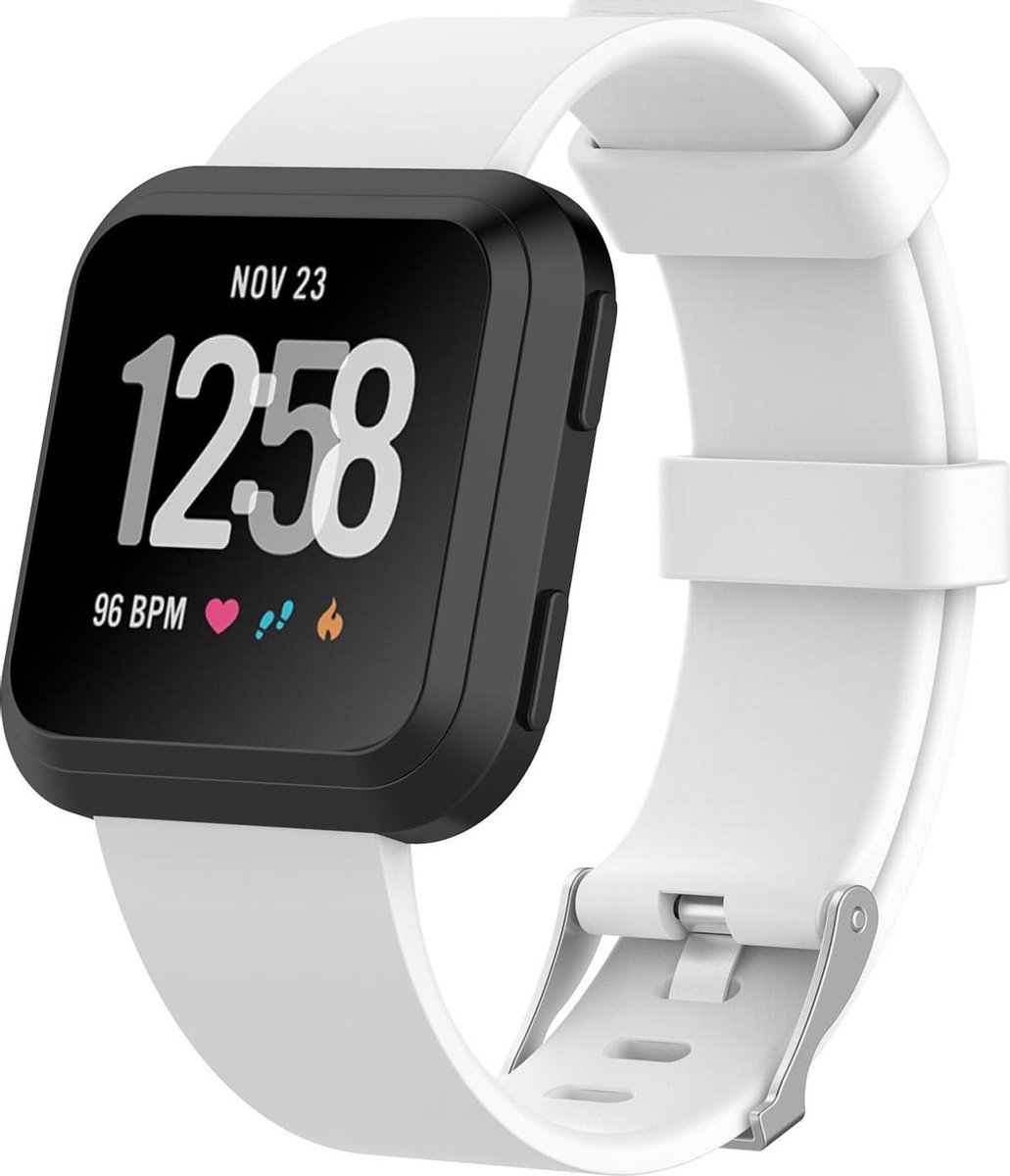 watchbands-shop.nl Siliconen bandje - Fitbit Versa (Lite) - Wit - Large