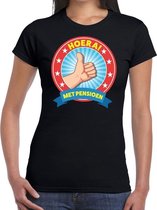 Hoera met pensioen t-shirt zwart dames L