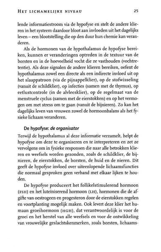 Tekstpagina uit boek over hormonen, met informatie over de hypofyse.