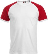 Clique Raglan-T Wit/Rood maat XS