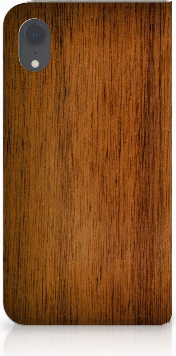 Apple iPhone Xr Book Wallet Case Donker Hout