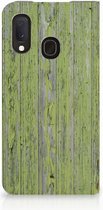 Geschikt voor Samsung Galaxy A20e Book Wallet Case Green Wood