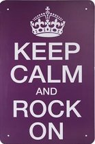 KEEP CALM ROCK ON METALEN WANDBORD RECLAMEBORD MUURPLAAT VINTAGE RETRO WANDDECORATIE TEKST DECORATIEBORD RECLAME NOSTALGIE ART  MUZIEK 30x20 cm TH COMMERCE nr 520