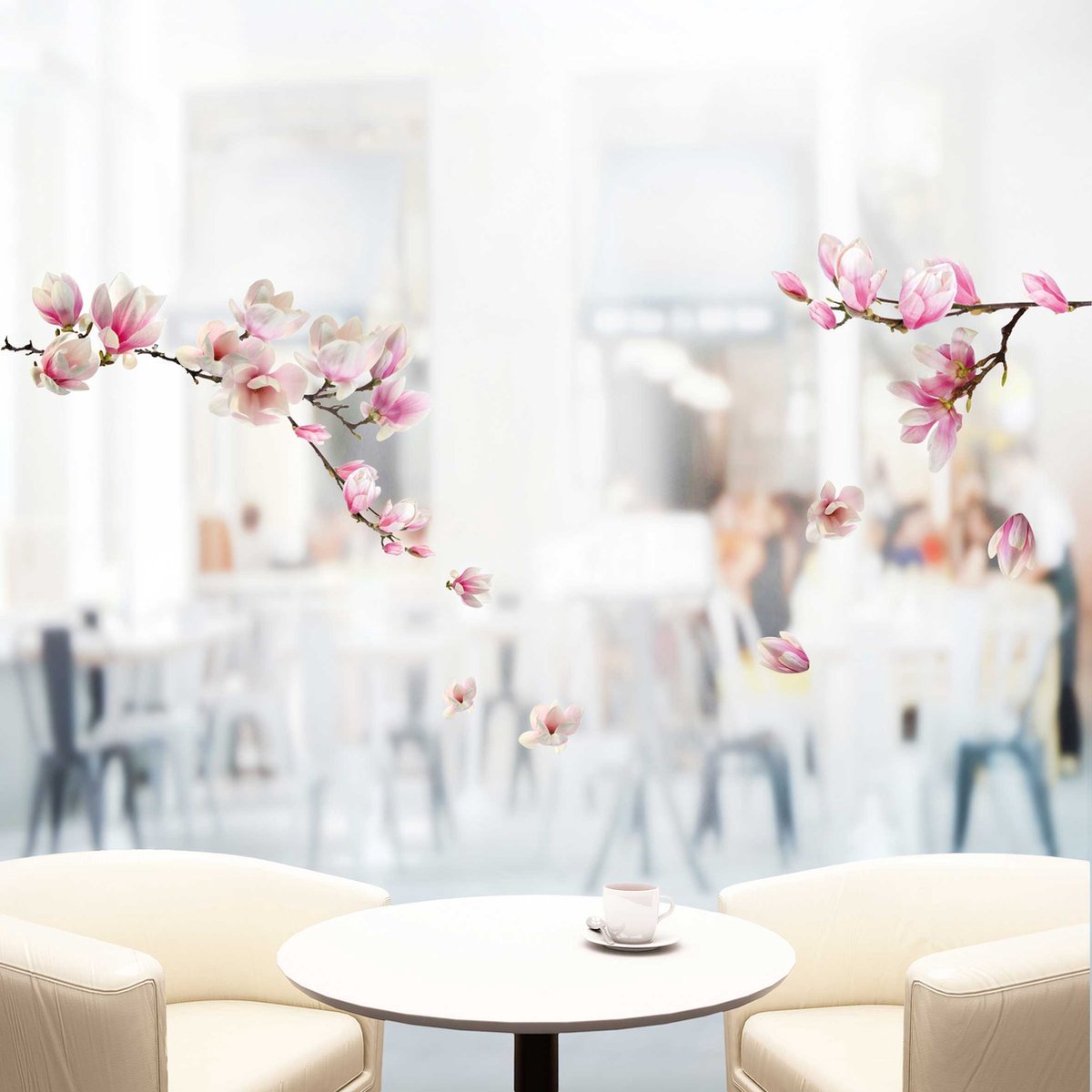 Crearreda – Raamsticker – Deursticker – Magnolia Bloem – Roze