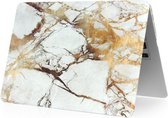 Shop4 - MacBook 11 inch Air Hoes - Hardshell Cover Marmer Wit Goud