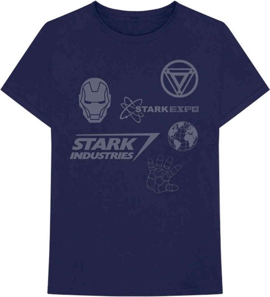 Marvel Iron Man Heren Tshirt -L- Iron Man Stark Expo Blauw