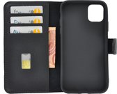 iPhone 11 Pro Max Hoesje - Wallet Bookcase Hoes Echt Leder Zwart