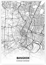 Bangkok plattegrond - A3 poster - Zwart witte stijl