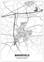 Barneveld plattegrond - A3 poster - Zwart witte stijl
