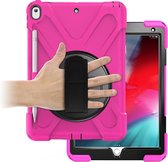 Tablet hoes geschikt voor iPad 10.2 2019 / 2020 / 2021 - Hand Strap Armor Case - Magenta