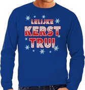 Foute Kersttrui / sweater - Lelijke Kerst trui- blauw voor heren - kerstkleding / kerst outfit S (48)