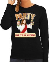 Foute kersttrui / sweater  Party like it is my birthday zwart voor dames - kerstkleding / christmas outfit M (38)