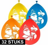 32x Sinterklaas versiering ballonnen - Gekleurde Sint en Piet ballonnen 32 stuks