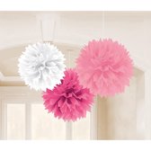 Amscan Fluffy Hangdecoraties 40 Cm 3 Stuks Roze/wit