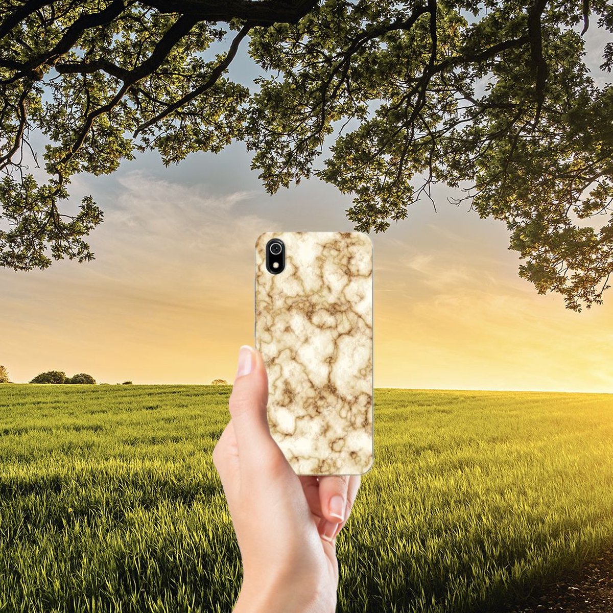 Xiaomi Redmi 7A TPU Siliconen Hoesje Marmer Goud