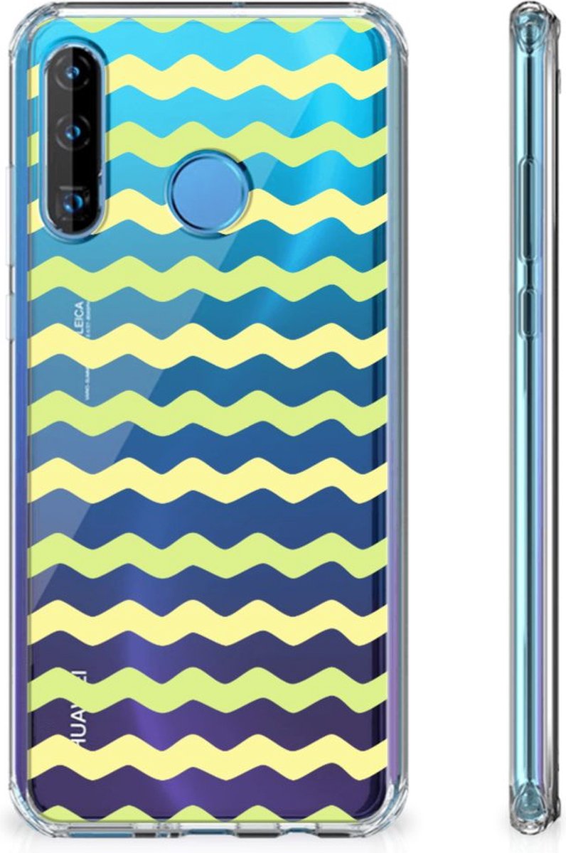 Huawei P30 Lite Doorzichtige Silicone Hoesje Waves Yellow