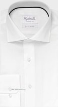 Michaelis slim fit overhemd - mouwlengte 7 - twill - wit - Strijkvrij - Boordmaat: 38
