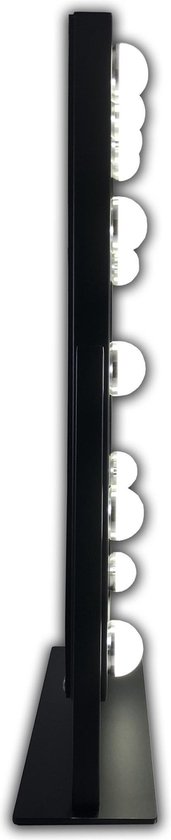 Zwarte Metalen Make-up hollywood LED spiegel, 12x dimbare LED bulbs. 3 kleuren licht, spiegels - Gerard Brinard