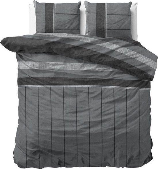 Sleeptime Flanel Kees - Dekbedovertrekset - Tweepersoons - 200x200/220 + 2 kussenslopen 60x70 - Antraciet