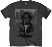 John Lennon - Skyline Heren T-shirt - L - Grijs