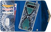 Samsung Galaxy S10 Hoesje - Mobilize - Velvet Serie - Kunstlederen 2in1 Case / Clutch - Royal Blue Snake - Hoesje Geschikt Voor Samsung Galaxy S10