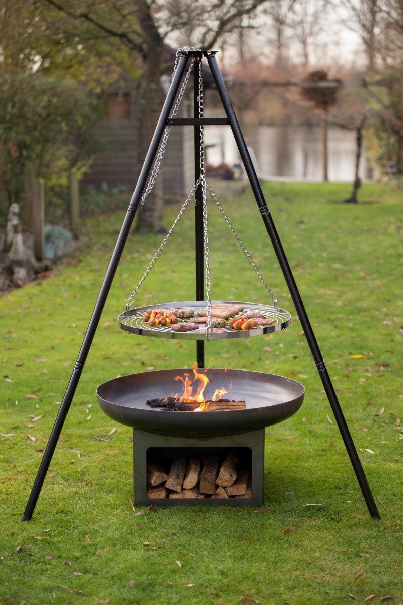 RedFire Juva Vuurschaal met houtopslag - Ø 80 cm - Grijs