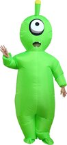 KIMU® Opblaas Kostuum Eenoog Alien - Opblaasbaar Pak - Alienpak Mascotte Opblaaspak - Opblaasbare Ruimtewezen Dames Heren Festival