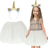 Playos® - Déguisement Licorne - Wit - avec bandeau - 3 à 6 ans - Paillettes - Enfants - Déguisements - Halloween - Carnaval