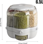 Rijst Dispenser - 6 vakken - Tot 6,5KG - Voedsel opbergdoos - Voorraadbussen - Food Dispenser - Dispenser cornflakes