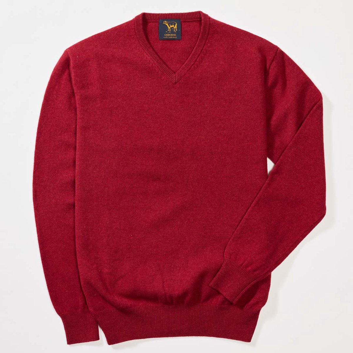 Osborne Knitwear Trui met V hals - Sweater heren in Lamswol - Pullover Heren - Poppy Melange - M