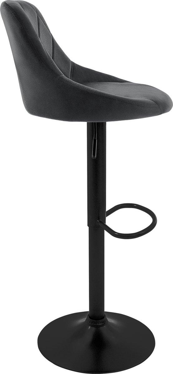 ML-Design barkruk set van 4, fluwelen bekleding, grijs, met rugleuning en voetensteun, baliekruk in hoogte verstelbaar 63-83cm, 360° draaibaar, bistro kruk draaibare barkruk barstoelen