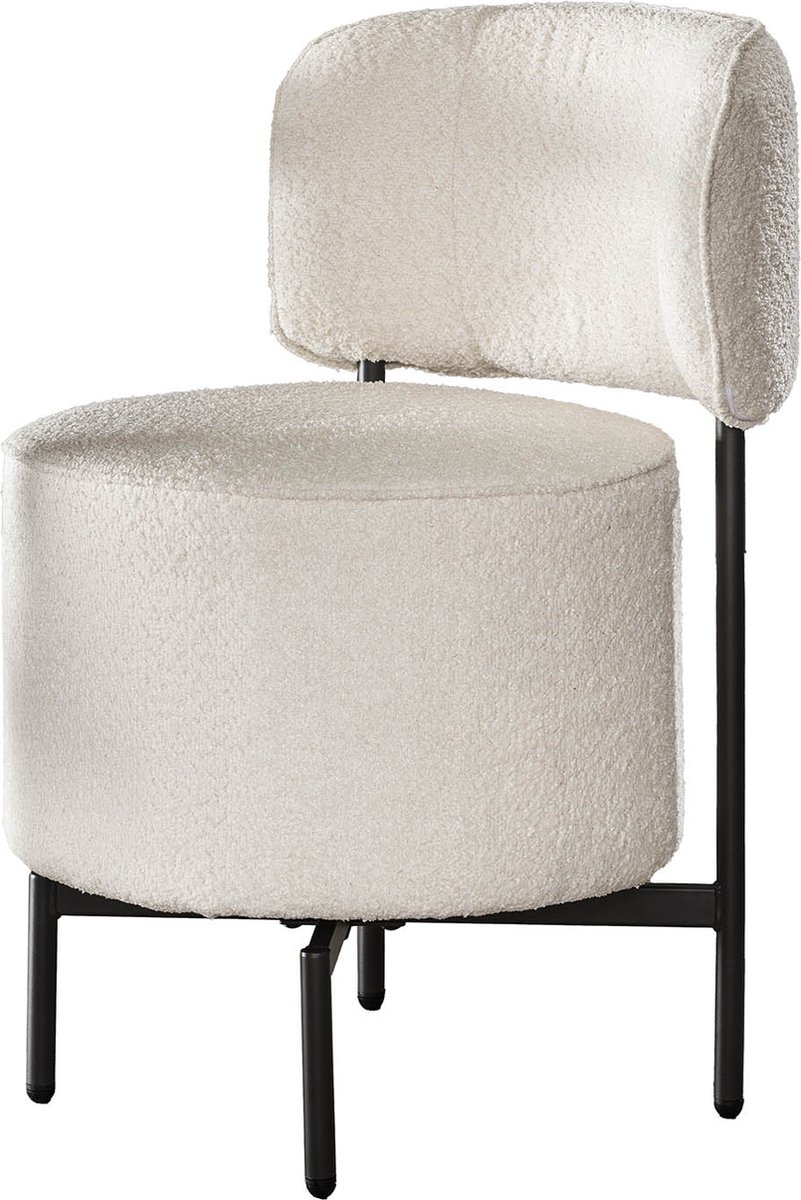 Giga Meubel Eetkamerstoel Cocktail - Wit Bouclé - Draaibaar - Set van 2