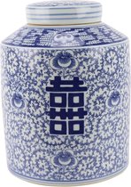 Fine Asianliving Pot à Gingembre Chinois Porcelaine Blauw Wit Double Bonheur Peint à la Main D23xH30cm