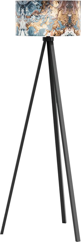 Lampe sur pied TunbridgeWells 140 cm E27 motif noir et granit