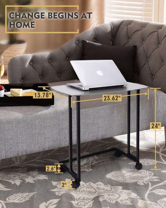 HOCUS PICUS 2-Lagen Opbergtafel | Veelzijdige C-Vorm Bijzettafel | 60x60x19.5cm | Organizer met Planken | Voor Kantoor, Woonkamer, Slaapkamer – Wit