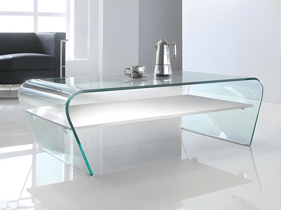 Foto: Salontafel kelly wit gehard glas schap wit gelakt l 120 cm x h 37 cm x d 60 cm