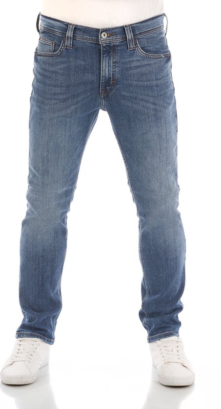 Mustang Heren Jeans Broeken Vegas slim Fit Blauw 32W / 36L Volwassenen Denim Jeansbroek