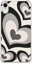 Casimoda® hoesje - Geschikt voor iPhone XR - Hart Swirl Zwart - Shockproof case - Extra sterk - TPU/polycarbonaat - Zwart, Transparant