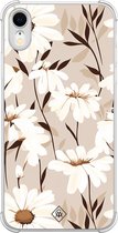 Casimoda® hoesje - Geschikt voor iPhone XR - In Bloom - Shockproof case - Extra sterk - TPU/polycarbonaat - Bruin/beige, Transparant