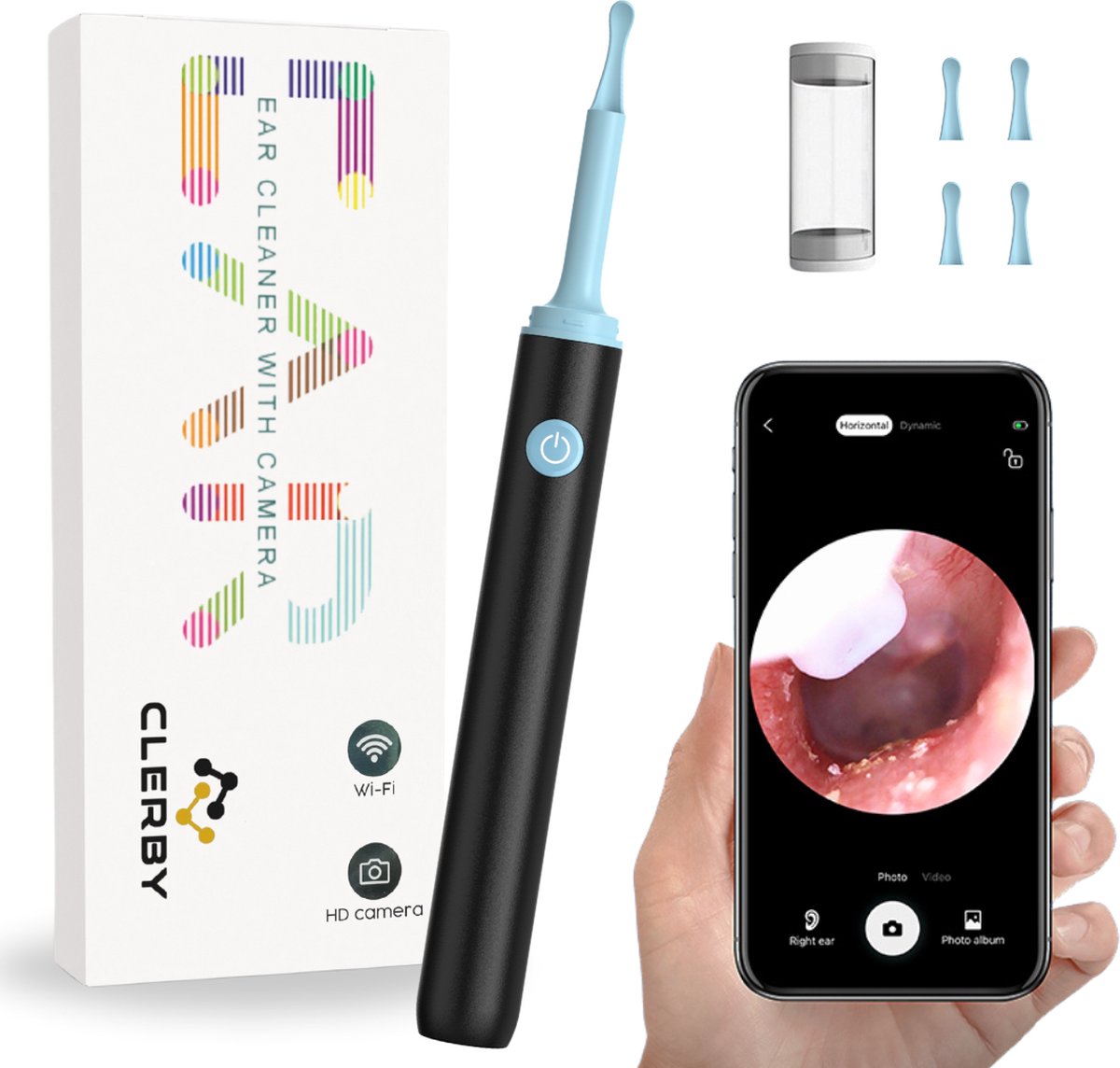 Oorsmeer Verwijderaar met Camera - Oorreiniger met App - Ear Cleaner - Oorlepel - Earscratcher voor Oor Schoonmaken - Wifi - Zwart