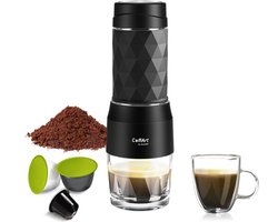 Draagbare Koffiemachine - Espressomachine - Voor Nespresso, Dolce Gusto Cups en Filterkoffie - 20 Bar - Handpers - Voor Op reis/Camping - Zwart
