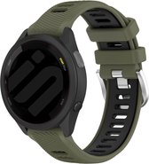 Strap-it Smartwatch siliconen sport bandje - geschikt voor Garmin Vivoactive 4 (45mm) / Venu 2 / Venu 3 / Forerunner 255 / Forerunner 265 - olijfgroen/zwart