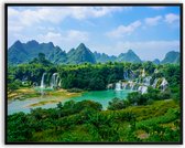 Vietnam waterval natuur fotolijst met glas 40 x 50 cm - Prachtige kwaliteit - Vietnam - natuur - waterval - Glazen plaat - inclusief ophangsysteem - Poster - Foto op hoge kwaliteit uitgeprint