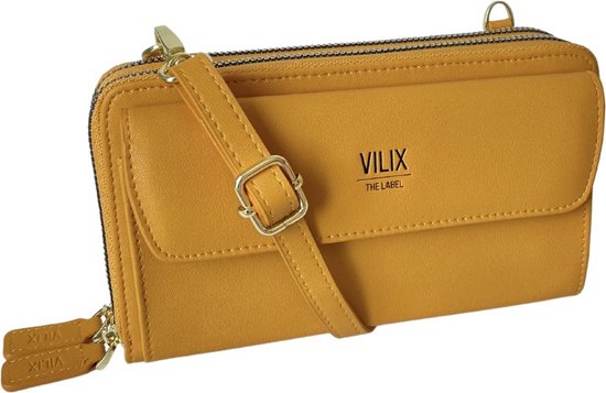 Vilix The Label - Sac Olivia - portefeuille et sac pour téléphone en un - végétalien - compact - Jaune