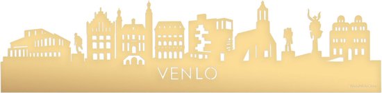 Skyline Venlo Goud Metallic - 80 cm - Woondecoratie - Wanddecoratie - Meer steden beschikbaar - Woonkamer idee - City Art - Steden kunst - Cadeau voor hem - Cadeau voor haar - Jubileum - Trouwerij - WoodWideCities